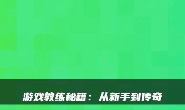 游戏教练秘籍：从新手到传奇