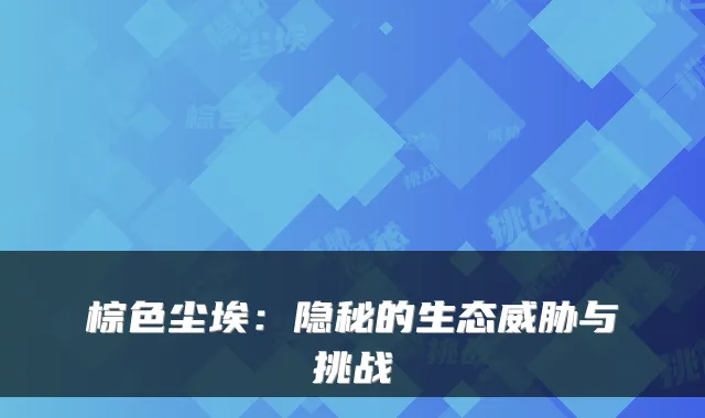 棕色尘埃：隐秘的生态威胁与挑战