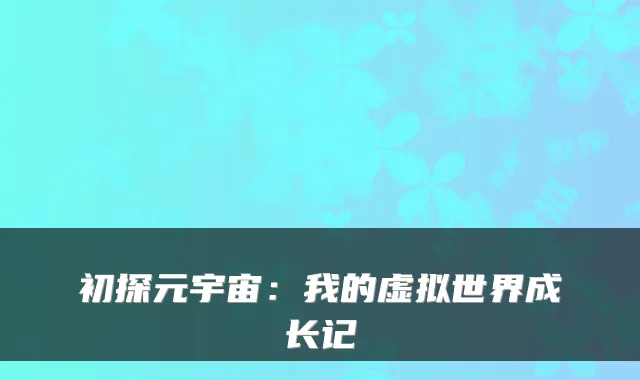 初探元宇宙：我的虚拟世界成长记