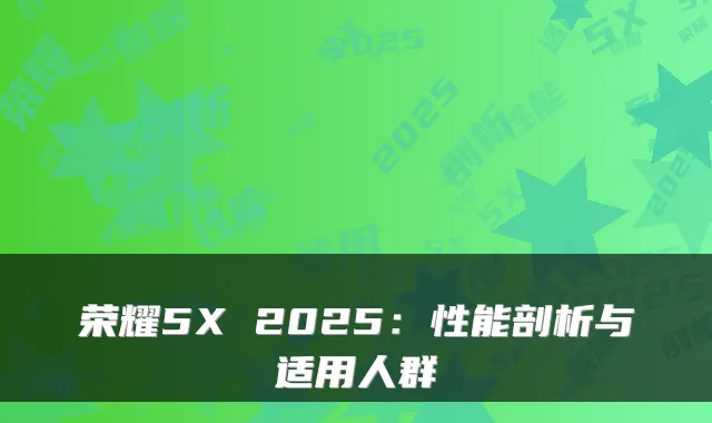 荣耀5X 2025：性能剖析与适用人群