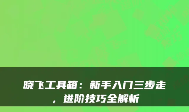 晓飞工具箱：新手入门三步走，进阶技巧全解析