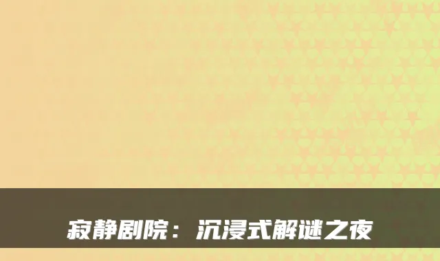 寂静剧院：沉浸式解谜之夜