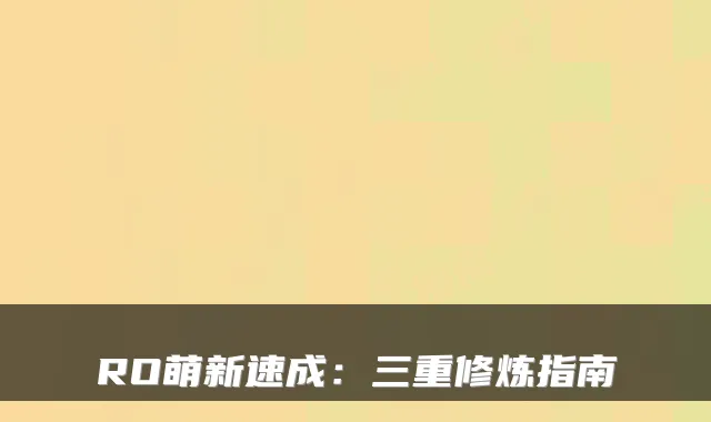 RO萌新速成：三重修炼指南