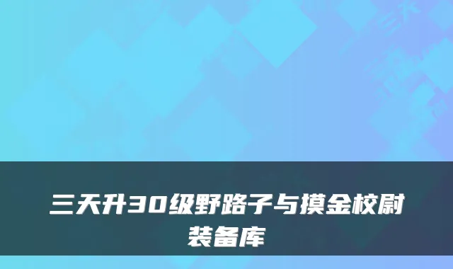 三天升30级野路子与摸金校尉装备库
