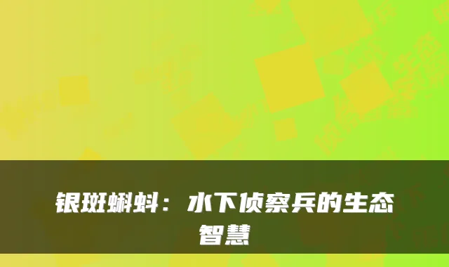 银斑蝌蚪：水下侦察兵的生态智慧