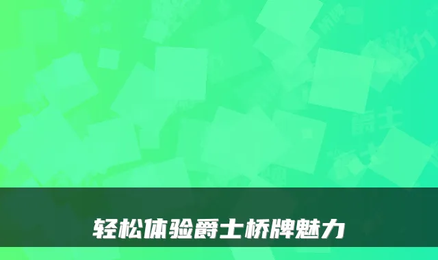 轻松体验爵士桥牌魅力