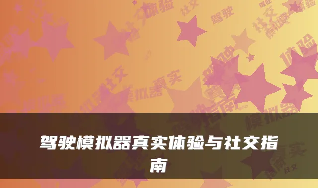 驾驶模拟器真实体验与社交指南