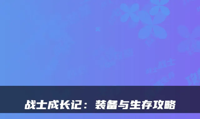 战士成长记：装备与生存攻略