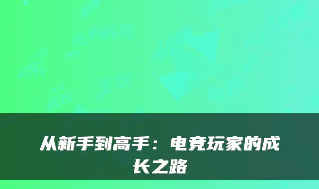 从新手到高手：电竞玩家的成长之路