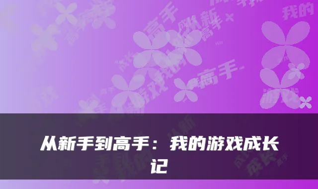 从新手到高手：我的游戏成长记