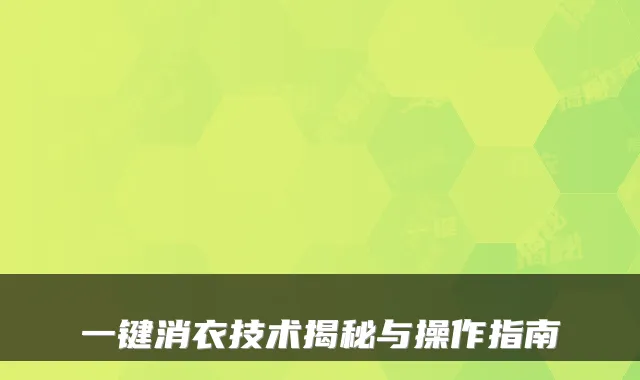 一键消衣技术揭秘与操作指南