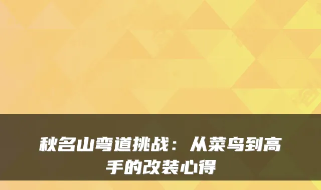 秋名山弯道挑战：从菜鸟到高手的改装心得