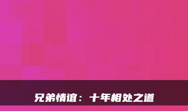 兄弟情谊：十年相处之道