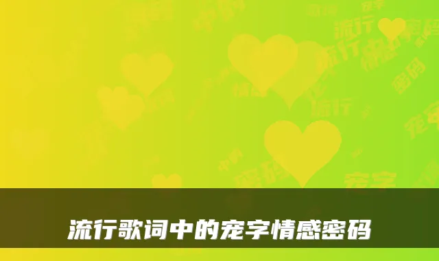 流行歌词中的宠字情感密码