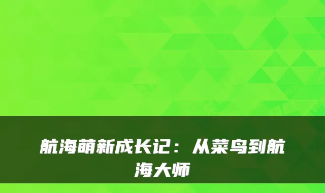 航海萌新成长记：从菜鸟到航海大师