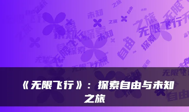 《无限飞行》：探索自由与未知之旅