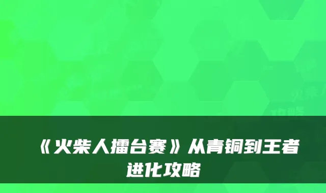 《火柴人擂台赛》从青铜到王者进化攻略