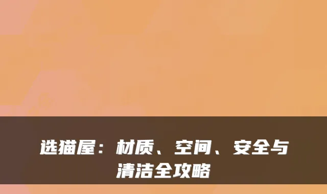 选猫屋：材质、空间、安全与清洁全攻略