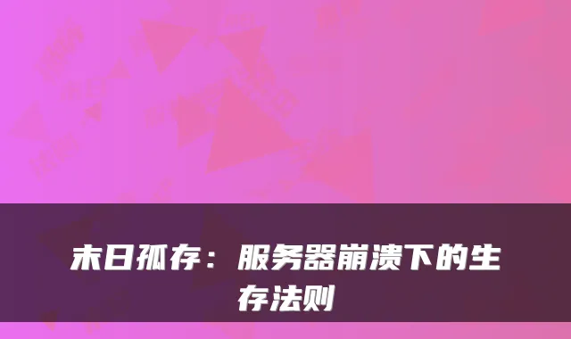 末日孤存：服务器崩溃下的生存法则