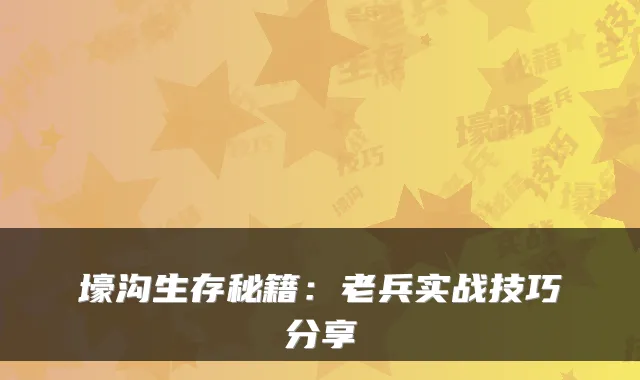 壕沟生存秘籍：老兵实战技巧分享