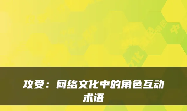 攻受：网络文化中的角色互动术语