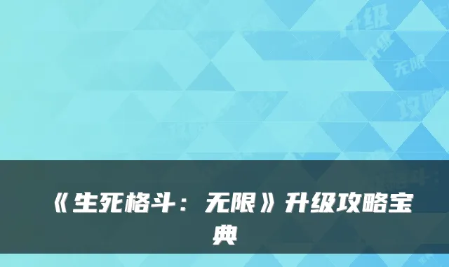 《生死格斗：无限》升级攻略宝典