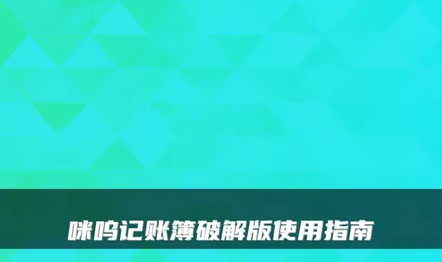 咪呜记账簿破解版使用指南