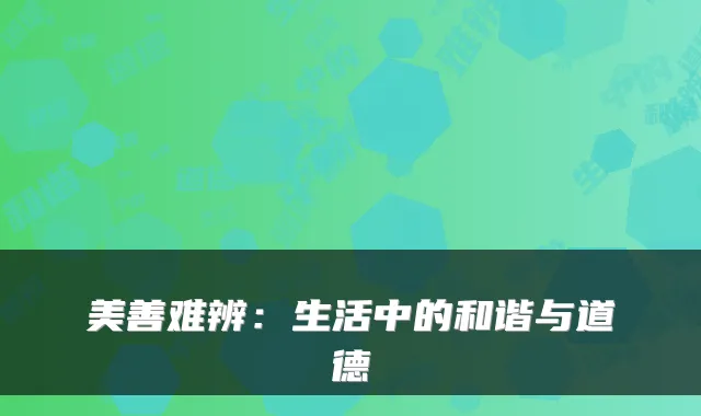 美善难辨：生活中的和谐与道德