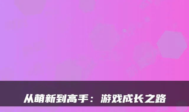 从萌新到高手：游戏成长之路