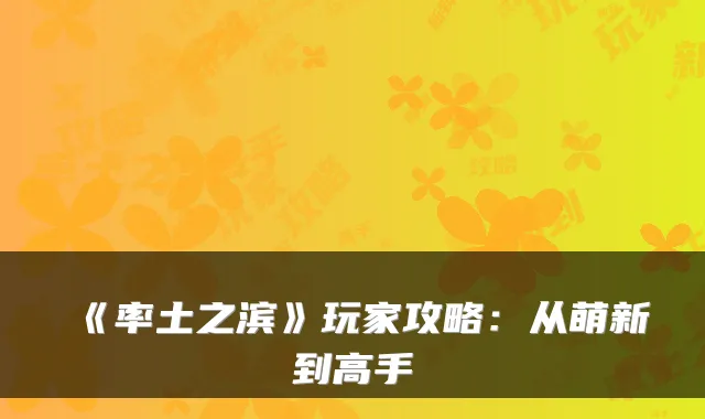 《率土之滨》玩家攻略：从萌新到高手