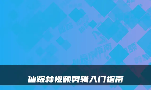 仙踪林视频剪辑入门指南