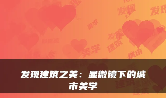 发现建筑之美:显微镜下的城市美学