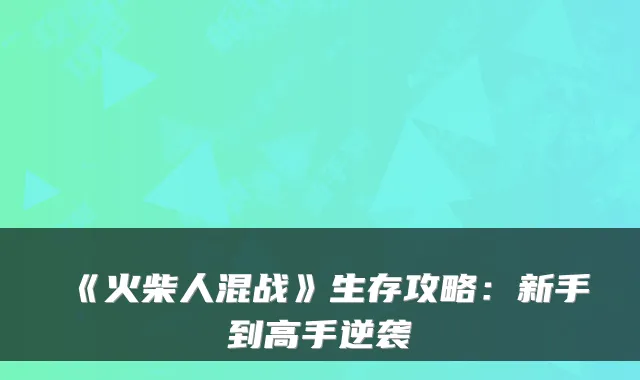 《火柴人混战》生存攻略：新手到高手逆袭