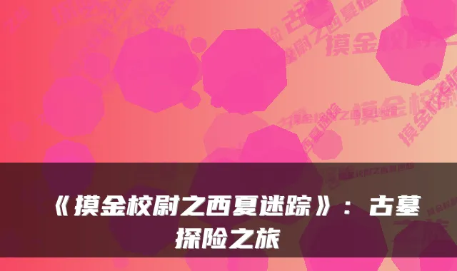 《摸金校尉之西夏迷踪》：古墓探险之旅