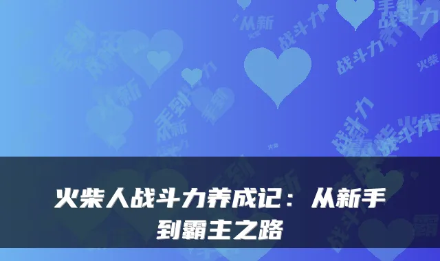 火柴人战斗力养成记：从新手到霸主之路