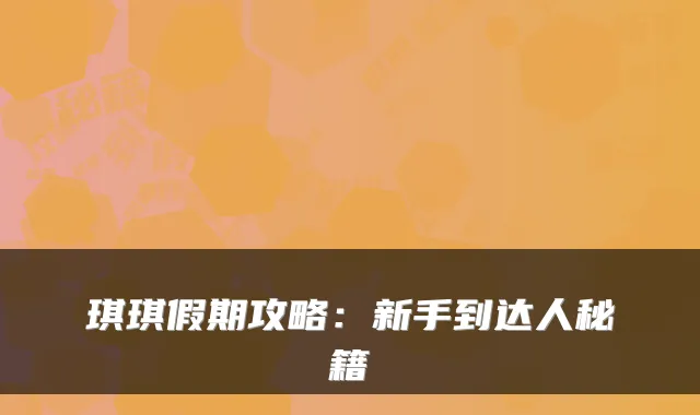 琪琪假期攻略：新手到达人秘籍