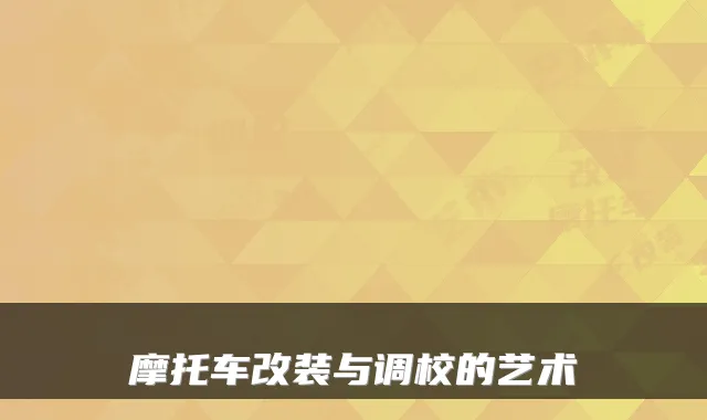 摩托车改装与调校的艺术
