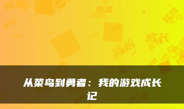 从菜鸟到勇者：我的游戏成长记
