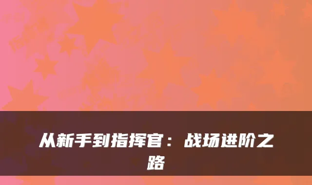 从新手到指挥官:战场进阶之路