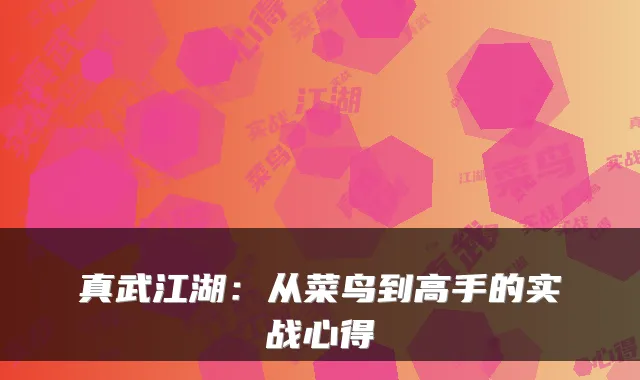 真武江湖：从菜鸟到高手的实战心得