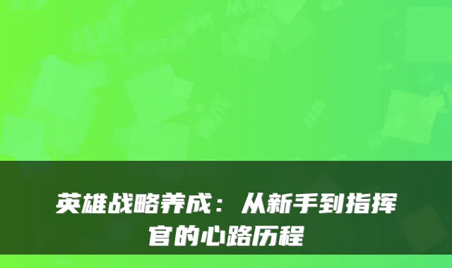 英雄战略养成：从新手到指挥官的心路历程