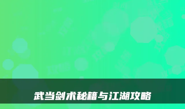 武当剑术秘籍与江湖攻略