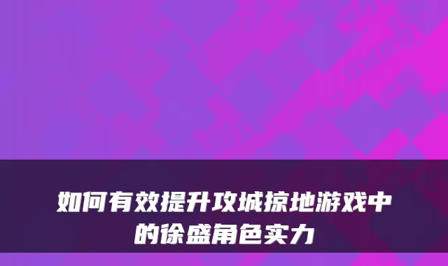 如何有效提升攻城掠地游戏中的徐盛角色实力