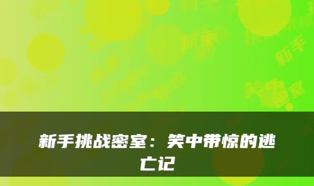 新手挑战密室:笑中带惊的逃亡记