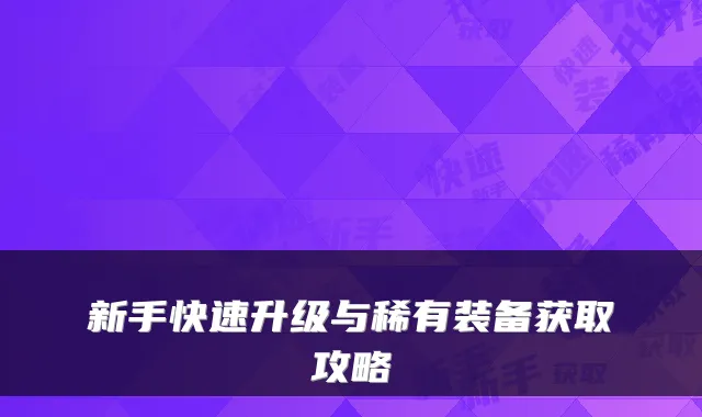 新手快速升级与稀有装备获取攻略