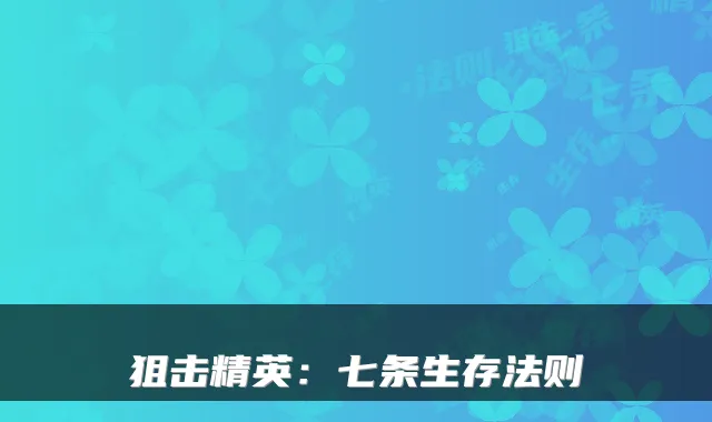 狙击精英：七条生存法则