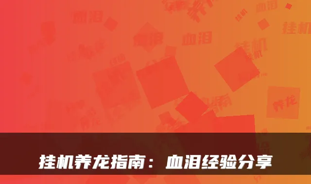 挂机养龙指南：血泪经验分享