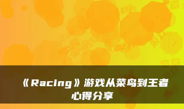《Racing》游戏从菜鸟到王者心得分享