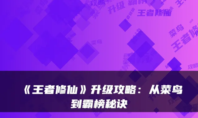 《王者修仙》升级攻略:从菜鸟到霸榜秘诀