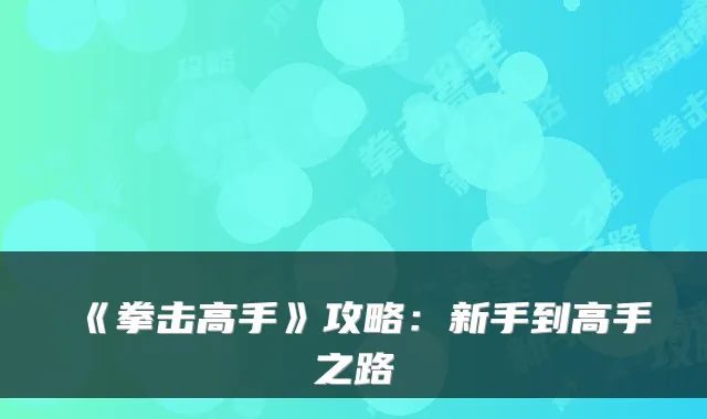 《拳击高手》攻略：新手到高手之路